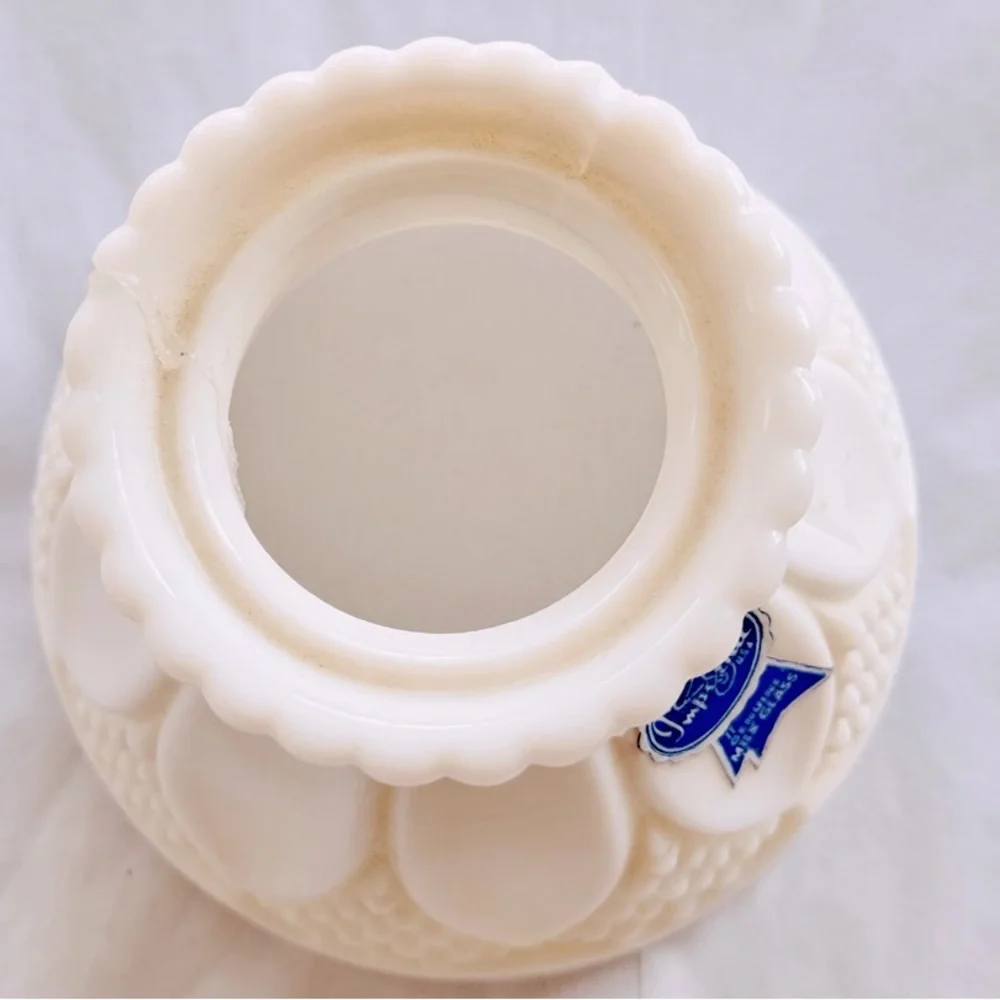 IMPERIAL Vintage Glass Hobnail Tulip & Cane White Milk Glass Mini Oil Lamp